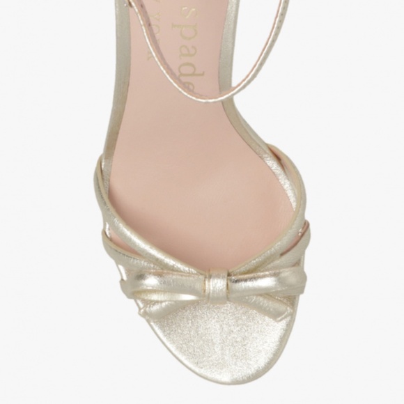 Kate Spade Flamenco Gold Leather Block High Heel Sandals Ankle Strap Heels 9.5 - Picture 6 of 14